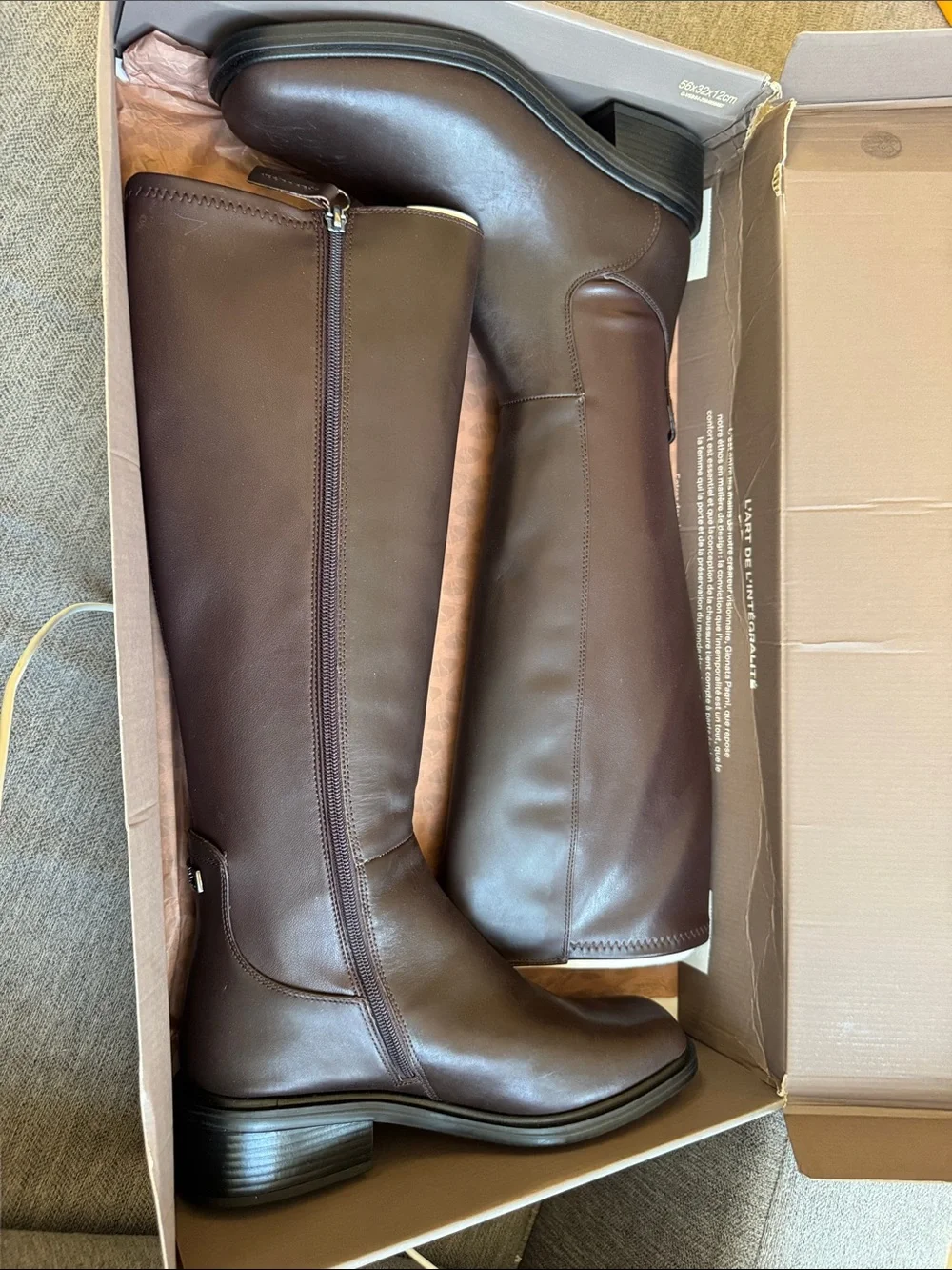 Franco Sarto Over-the-Knee Leather Riding Boots in Dark Brown